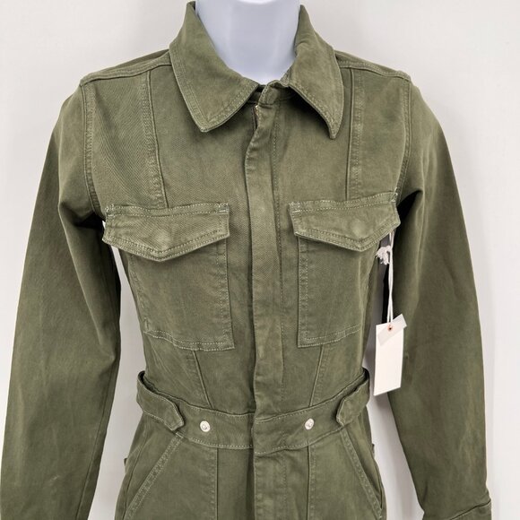 Good American Fit For Success Jumpsuit Size S Olive Green Cotton Stretch - Picture 3 of 15